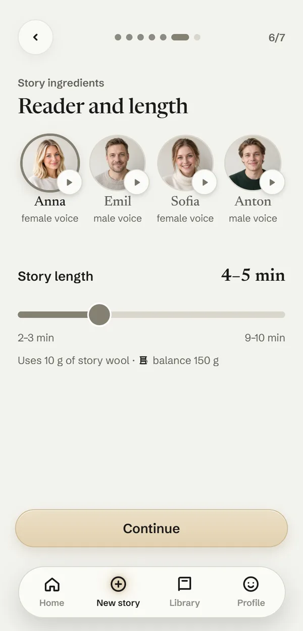 Hushspun on a phone: choosing the reader and the length