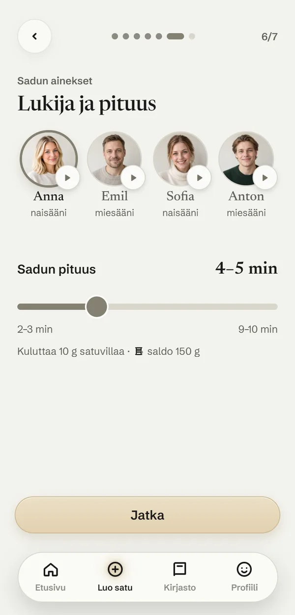 Satukone puhelimessa: valitaan lukija ja sadun pituus