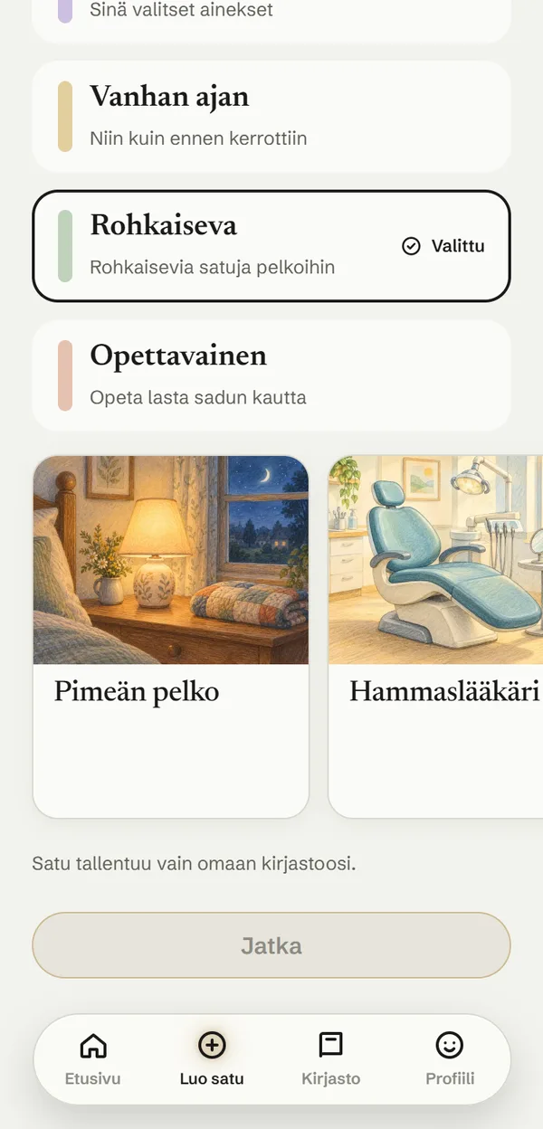 Satukone puhelimessa: rohkaisevan sadun aiheita, kuten pimeän pelko ja hammaslääkäri